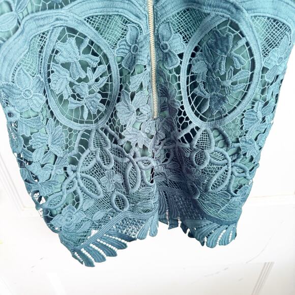 Lovers & Friends x Revolve Caspian Shift Dress Hunter Green Lace Racerback XS - Picture 11 of 14